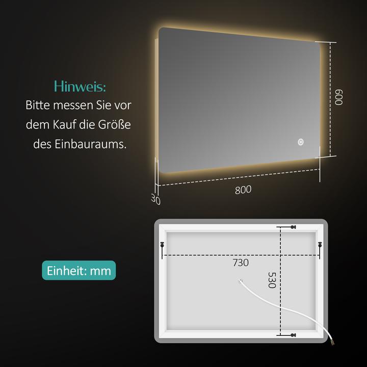 Actual product image Emke Bathroom mirror
