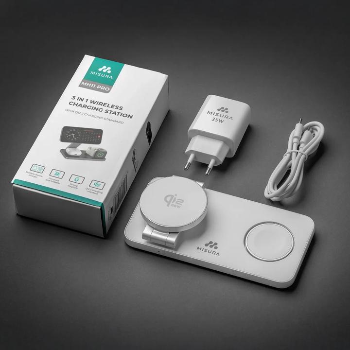 Actual product image Misura MH11 Pro 3-in-1 Faltbare Kabellose Ladestation - WHITE (25 W)