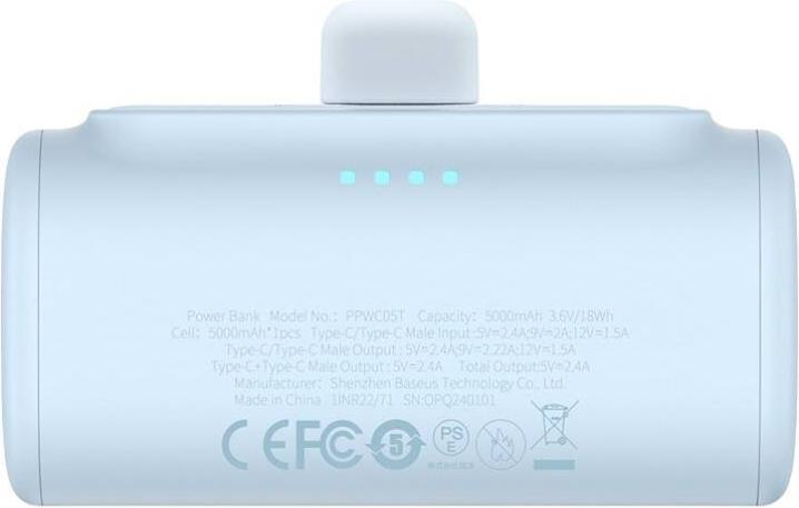 Image du produit Baseus Powerbank Compact USB-C 5000mAh, 20W (bleu) (5000 mAh, 20 W, 18 Wh)