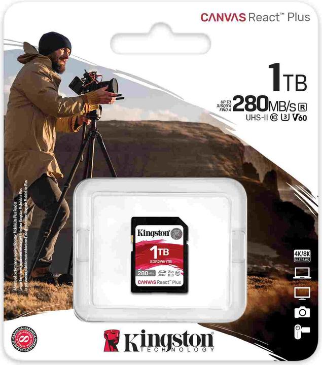 Image du produit Kingston Canvas React Plus V60 (1000 Go, SDXC, U3, UHS-II)