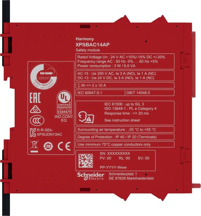 Produktbild Schneider Electric Sicherheitsrelais Not-Aus oder Abschaltung, 24 V, keine Eingänge, Schraubklemmen