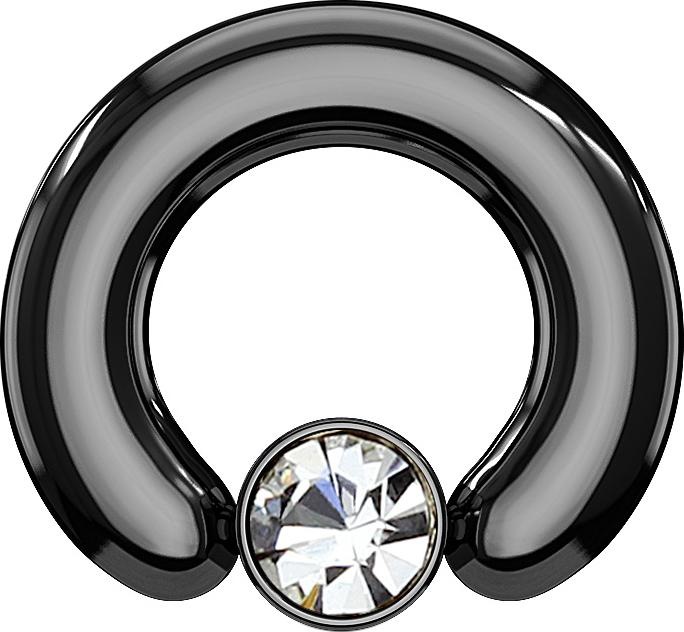 Immagine prodotto Star Piercing Anello di chiusura disco nero cristallo argento (Acciaio chirurgico 316L, senza ottone)