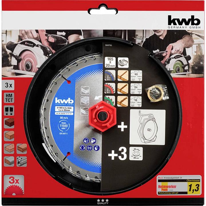 Produktbild kwb 584795 Kreissägeblatt-Set 165 x 16 mm 1 St.