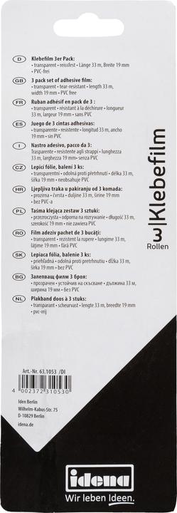 Produktbild Idena Klebefilm transp. 19mm x 33m, 3 Stück (19 mm)