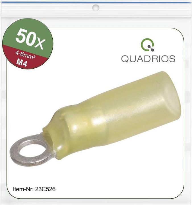Quadrios 23C526 Ring cable lug Cross-section (max.)=6 mm² Hole-Ø=4.3 mm Partial insulation