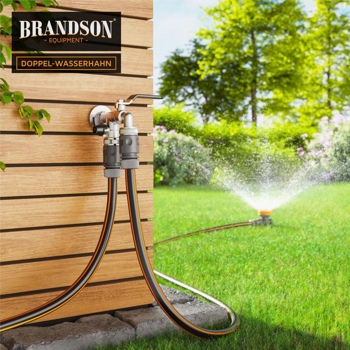 Produktbild Brandson 4x Absperrventil Wasserhahn Garten 1/2 & 3/4 Zoll aus Messing, Schnellkupplung, Gardena kompatibel