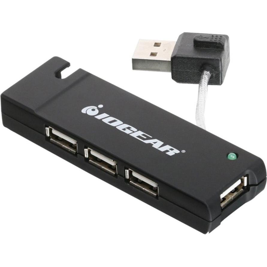 Iogear 4 Port USB 2.0 Hub (USB-A, 4 Ports), Dockingstation + USB Hub, Schwarz