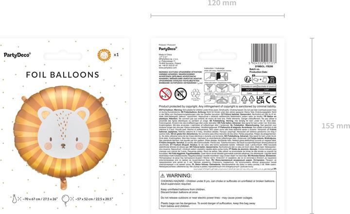 Produktbild Partydeco Folienballon Löwe 70 x 67 cm, Gelb (1 x)