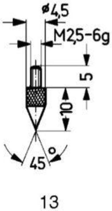 Productafbeelding Käfer Meetinzet 45° kegel M2.5 hardmetaal geschikt voor meetklokken