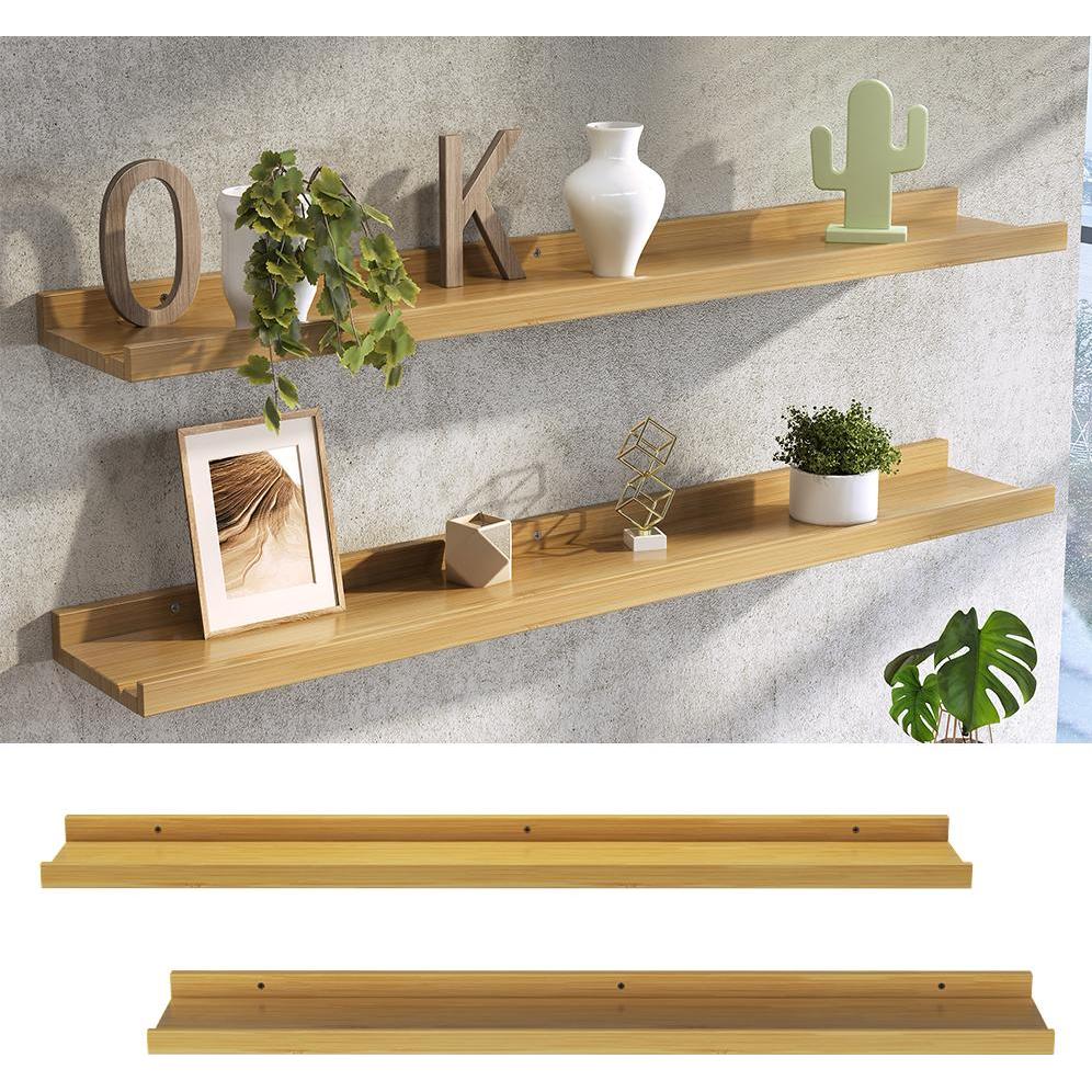 Thumbnail - Vicco, Regal, Wandregal Linus, Bambus, 90 x 4 cm 2er Set