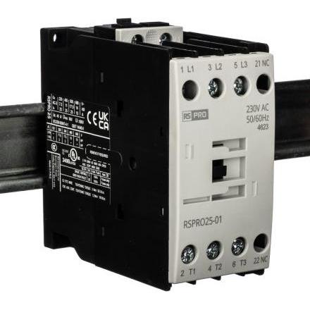 Rs Pro RSPRO25-01 Leistungsschütz / 230 V Spule, 3 -polig 1 Öffner / 25 A, Elektromechanisch, Relais