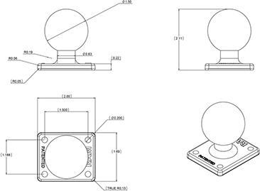 Image du produit RAM Mounts RAM base square, AMPS, C-size