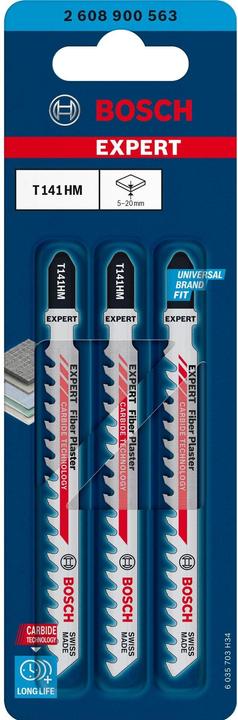 Actual product image Bosch Professional Zubehör Expert 'Fiber Plaster' T 141 HM Jigsaw blade, 3 pieces