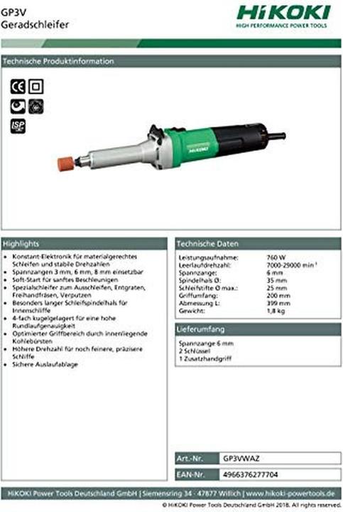 Immagine prodotto Hitachi GP3V (Smerigliatrice, 760 W)