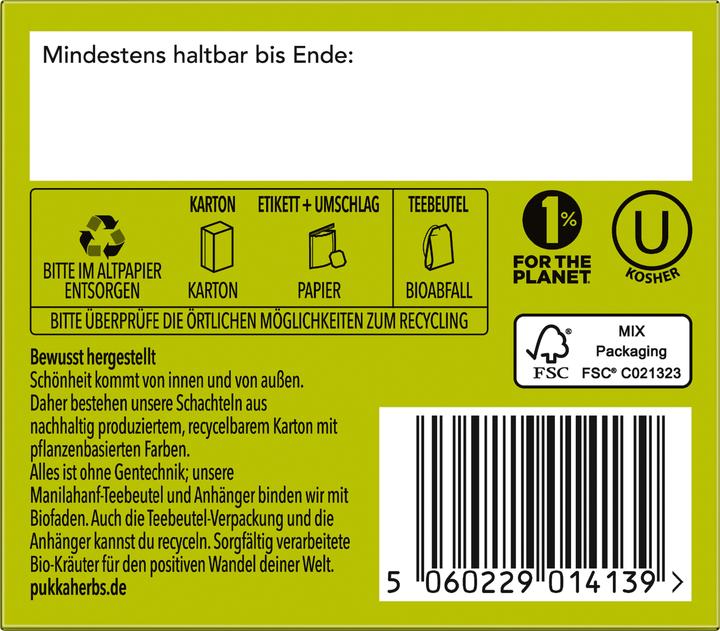 Valori nutrizionali e ingredienti Pukka Tè a tre dosi (36 g)