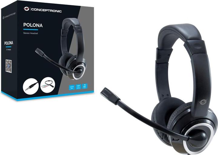 Produktbild Conceptronic POLONA02BA Kopfhörer & Headset Kopfband Schwarz (Kabelgebunden)