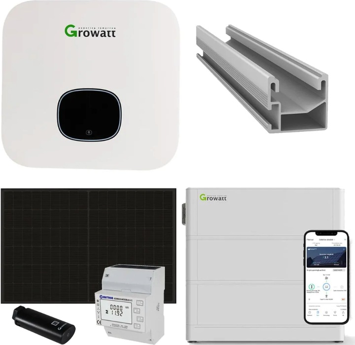 Growatt Solaranlage 3 kWp mit Batteriespeicher 5,12 kWh - Komplettset - Für alle Dachtypen
