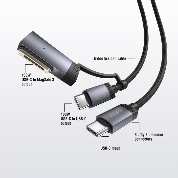 Actual product image 4smarts MagSafe 3 Adapter + USB-C Kabel (2 m, USB 3.2 Gen 1, 100 W)
