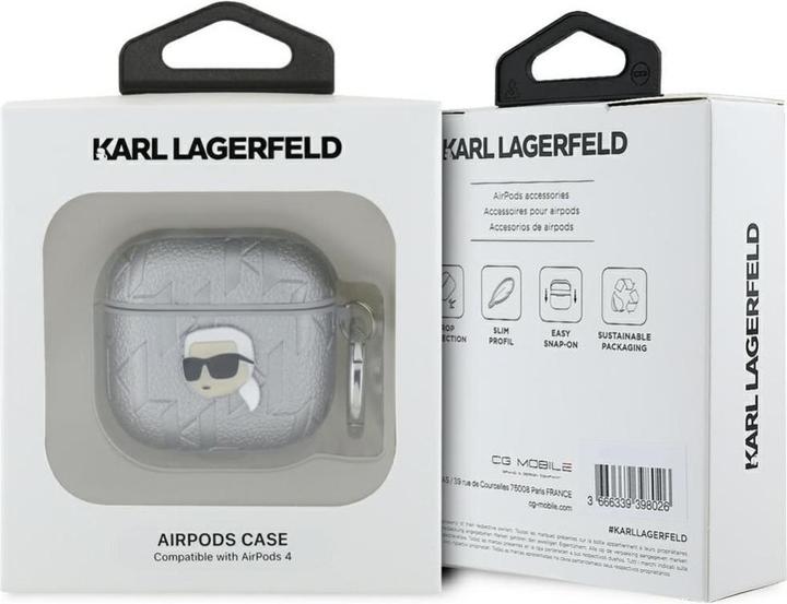 Immagine prodotto Karl Lagerfeld Custodia Monogram Karl Head per AirPods 4 - argento (Manicotto per cuffie)