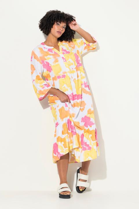 Actual product image Angel of Style Frilly 3/4-Sleeve Stand-Up Collar Batik Print Maxi Dress (42)