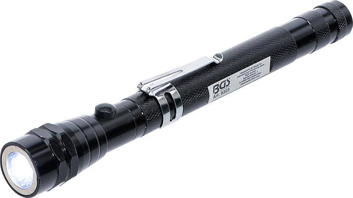 Actual product image BGS Extendable LED Flashlight with Magnetic Pick Up Tool "2-IN-1"