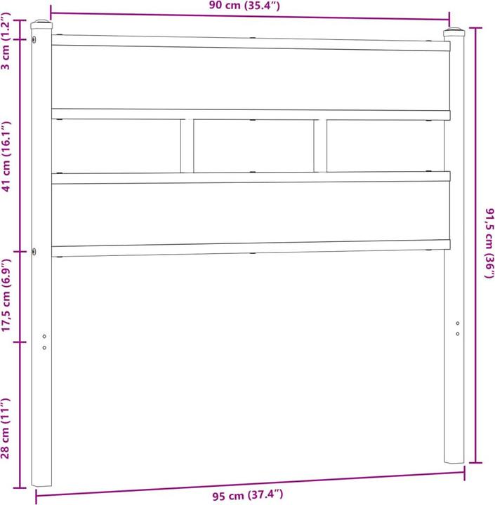 Actual product image vidaXL Headboard Bed headboard Brown oak-look steel Wood-based material