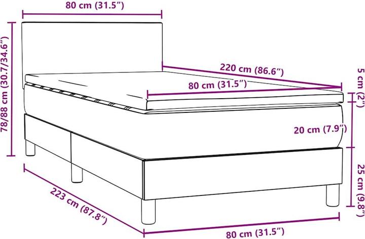 Image du produit vidaXL Boxspringbett (80 x 220 cm)
