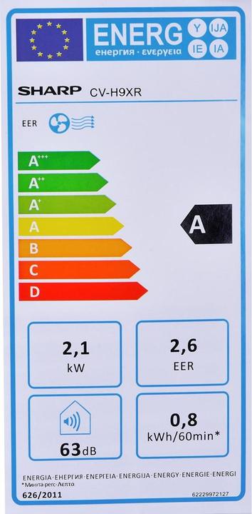 Label énergétique Sharp CVH9XR (26 m², 8871.57 BTU/h)