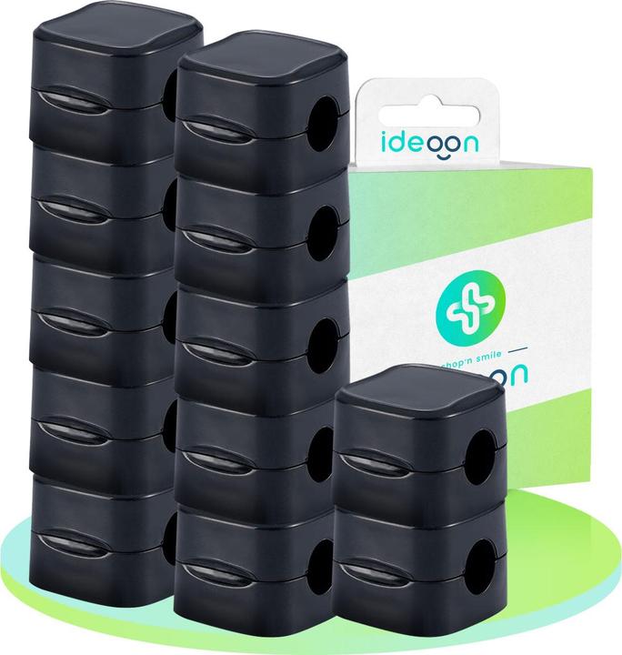 Actual product image Ideoon 12er-Set Kabelorganizer mit Magnetclip, schwarz