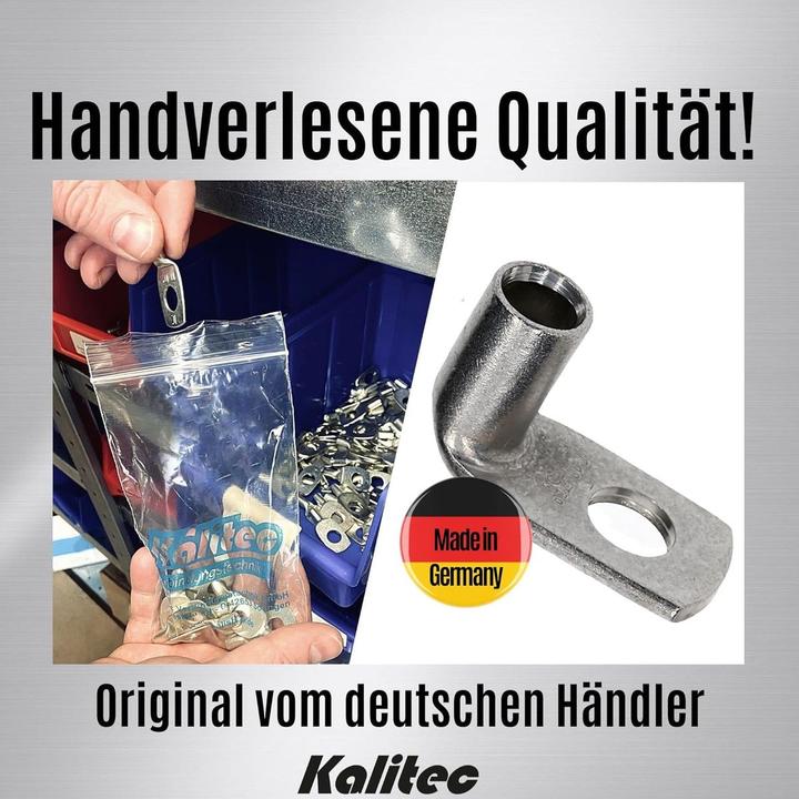 Produktbild Kalitec 10 Stück KA7-L10 Handelsübliche Rohrkabelschuhe gewinkelt 35mm² M10 I ohne Sichtloch I 90° I