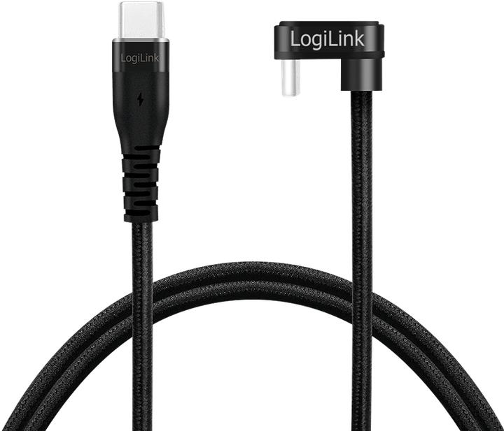 Actual product image LogiLink USB 2.0 Type-C cable, C/M 180° to USB-C/M, aluminium, black, 1 m (1 m, USB 2.0, 60 W)