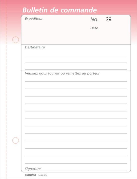 Produktbild Simplex Bestellscheine französisch (100x)