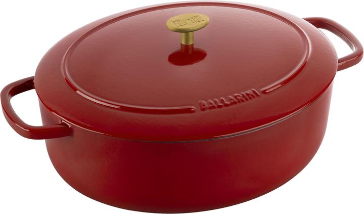 Actual product image Ballarini Cocotte BELLAMONTE 33 cm oval 6.5 litre cast iron roaster red (Casserole + Stewpot, Cast iron, 33 x 16 cm)