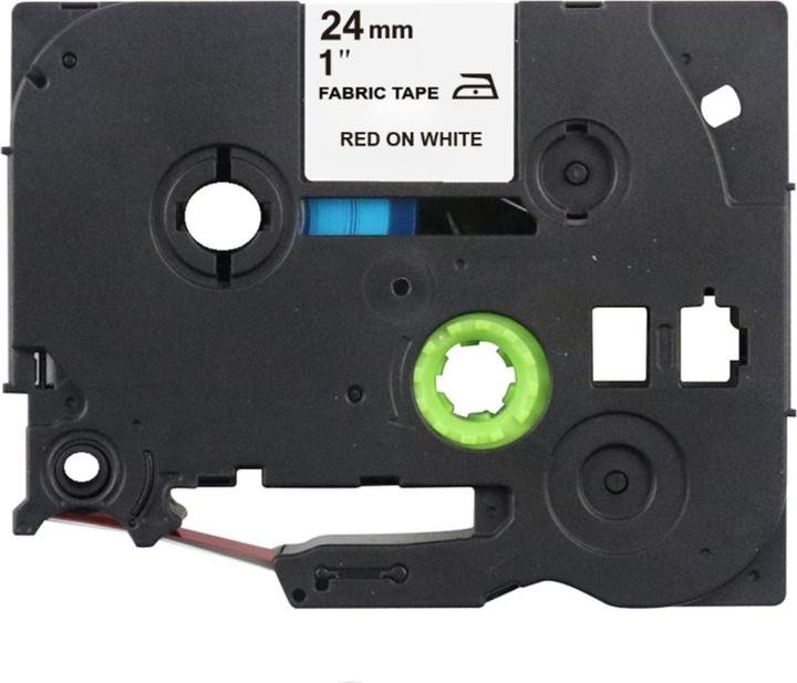 Actual product image Hermex Alternatives Textil-Aufbügelband zu Brother TZe-FA5R Beschriftungsband (2.40 cm, Red, White)