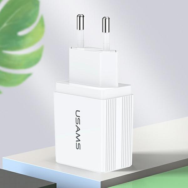 Image du produit Usams Chargeur double USB 2.1A - Blanc (1 portion)