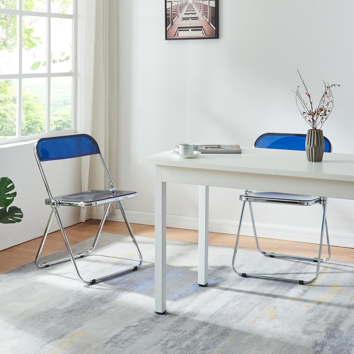Actual product image En.Casa Klappstuhl Pornainen 2er Set Dunkelblau, transparent