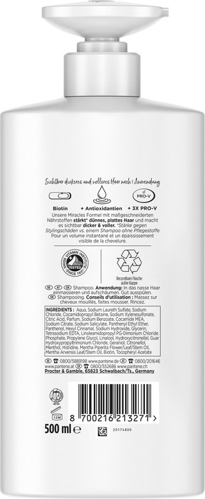 Produktbild Pantene Lift & Volume (500 ml, Flüssiges Shampoo)