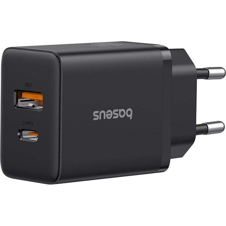Baseus Cube, 30W, 2.4A, 1 x USB-A - 1 x USB-C, schwarz (30 W), USB Ladegerät, Schwarz