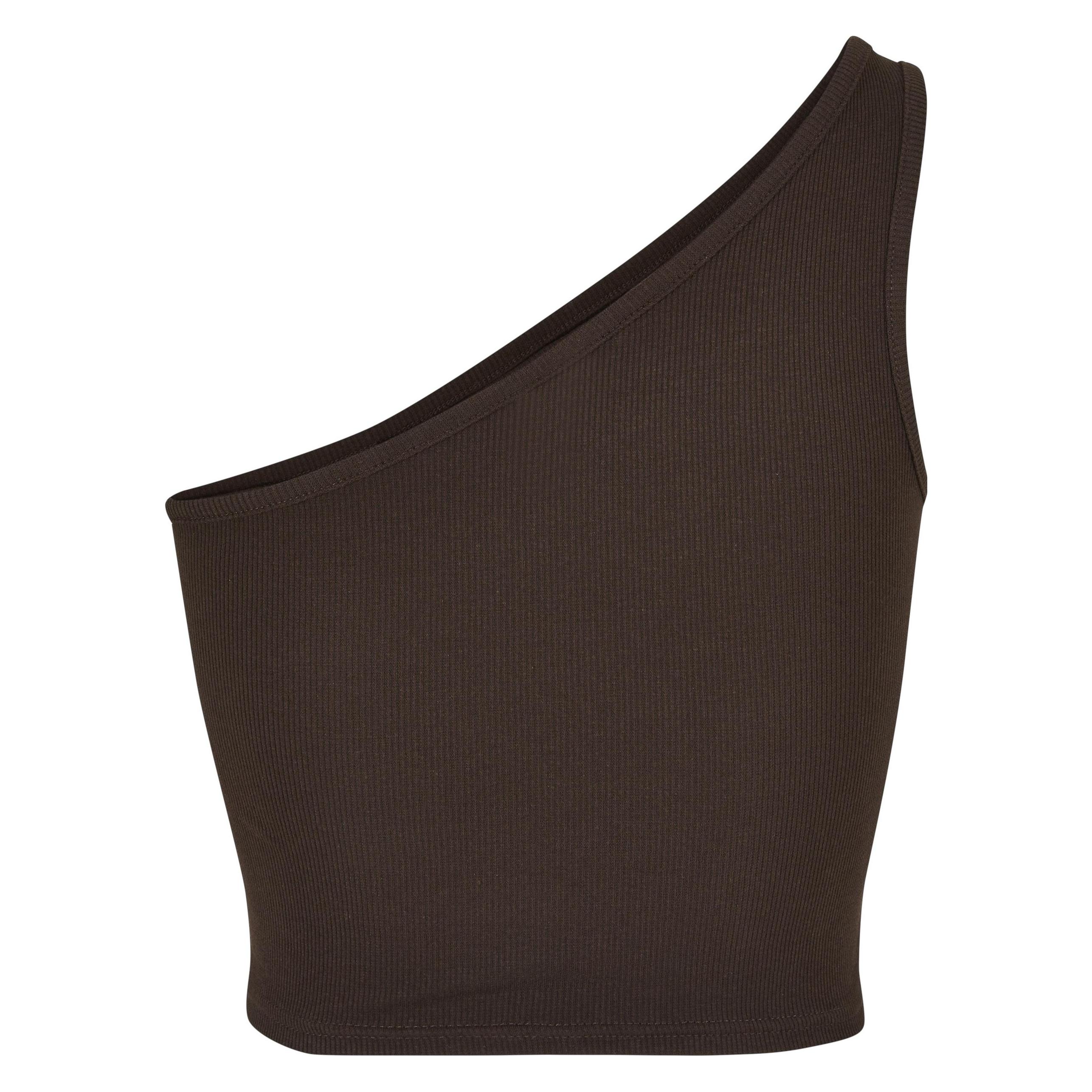 Urban Classics, Damen, Shirts, Ladies Cropped Asymmetric Top - 4710, Braun, (3XL)