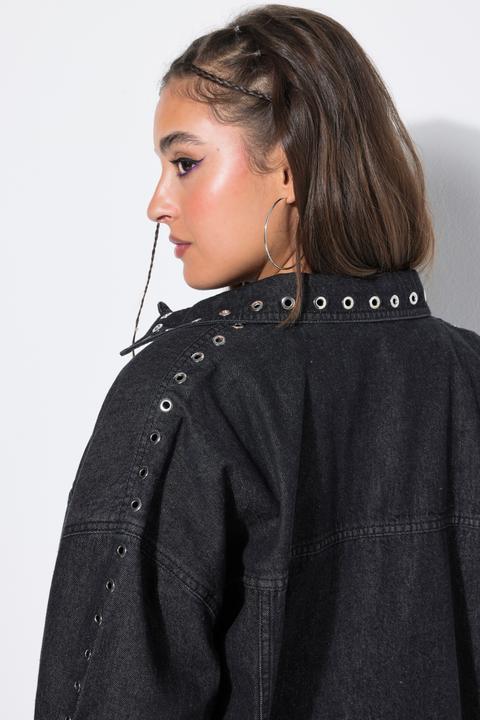 Actual product image Studio Untold Denim shirt, oversize shape, decorative eyelets (58)