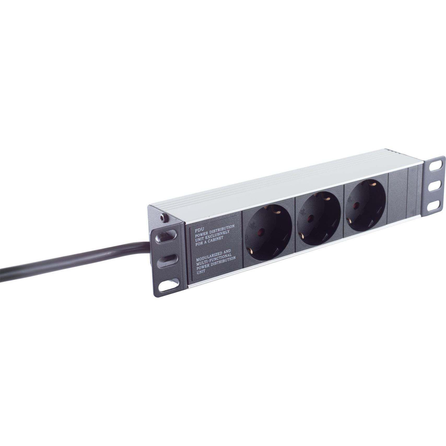 Shiverpeaks, Steckdosenleiste, S/CONN maximum connectivity 25,40cm (10"") Steckdosenleiste 3-fach, 1HE, schwarz (3 x, CE...