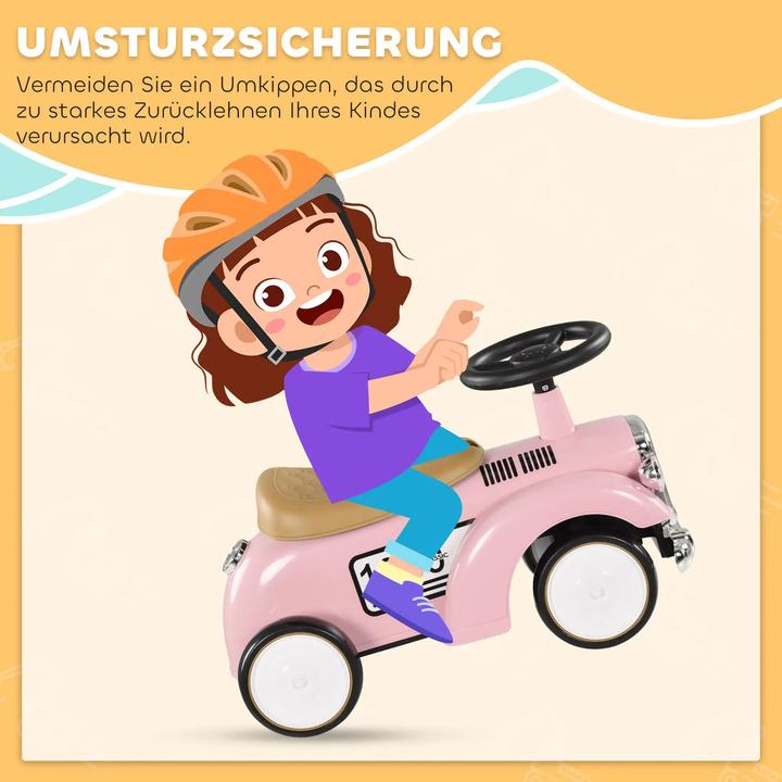 Actual product image Aiyaplay Kinder Rutschauto, Vintage-Design, versteckter Stauraum, Kippschutz, Hupe, 12-36 Monate in Rosa