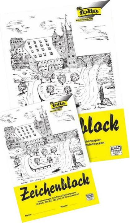 Image du produit Folia 10 Bloc à dessin avec coins en lin DIN A3 (A3, Blanc, Non contraignant)
