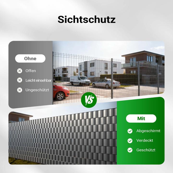 Produktbild Wiltec Sichtschutz Streifen 35mx19cm PVC 650g/m² 20 Clips Zaunfolie
