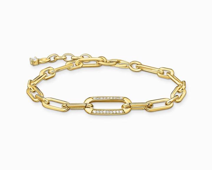 Actual product image Thomas Sabo Gold-plated link bracelet with stone-set anchor element (19 cm, 925 silver)