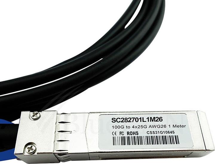 Actual product image CBO Gigamon QSFP28-4SFP28-DAC-3M compatible BlueLAN QSFP28 DAC SC282701L3M26