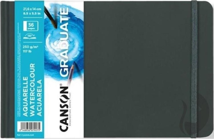 Immagine prodotto Canson Quaderno per schizzi ad acquerello GRADUATE, 216 x 140 mm nero, 28 fogli, carta a grana fine 250 (216 x 140 mm, Punteggiato, Copertina rigida)