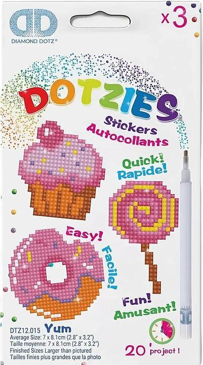 Actual product image Deufa Diamond Dotz DTZ12-015 Diamond Dotzies Sticker Set Sweets, 3 glittery stickers to decorate yourself