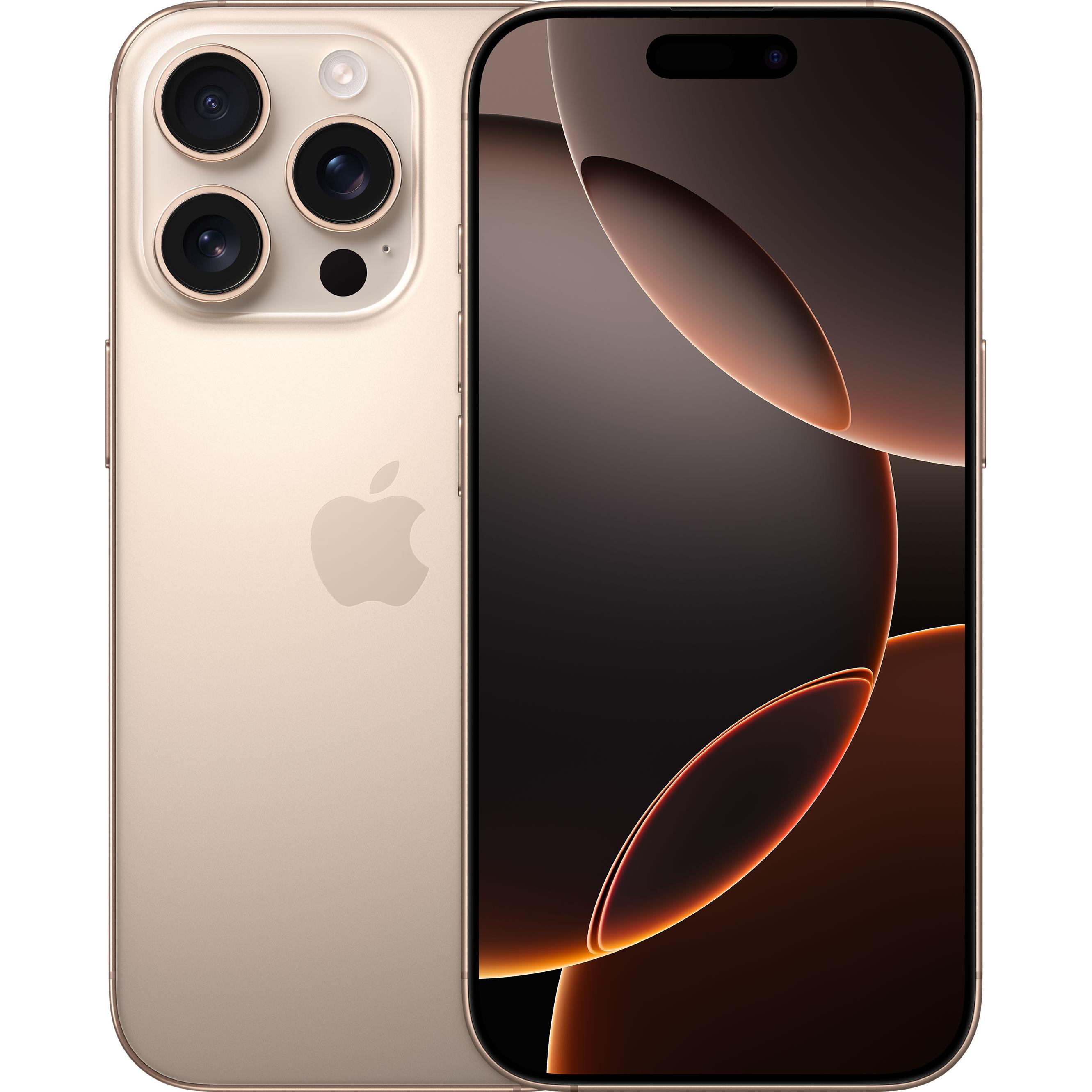 Apple iPhone 16 Pro (128 GB, Desert Titanium, 6.30", SIM + eSIM, 48 Mpx, 5G), Smartphone, Gold