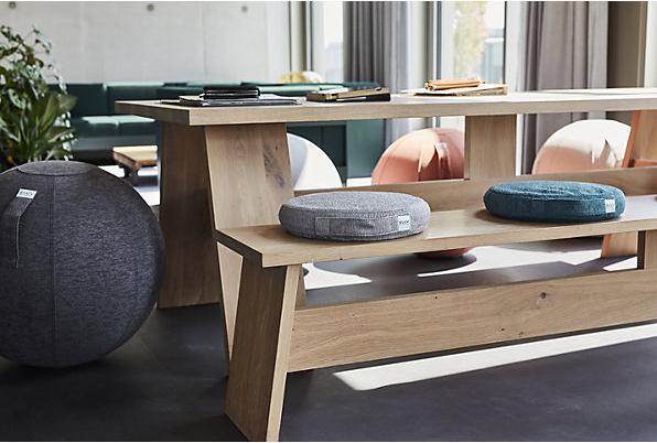 Actual product image HSM PIL&PED LEIV balance cushion, with fabric cover, Ø 360 mm, stone grey.